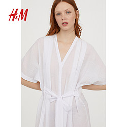 H＆M HM0633855 女装新款连衣裙 系带宽松中长裙 卡弗坦式连衣裙