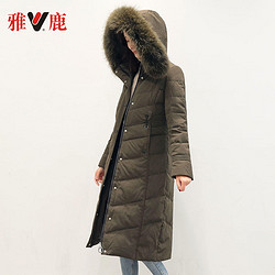 yaloo/雅鹿羽绒服女中长款 新款冬季韩版过膝连帽加厚潮