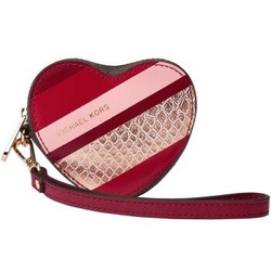 MICHAEL KORS 迈克·科尔斯 MK女包 HEARTS系列深咖拼色皮质女士心型手拎包零钱包 35H7GH9U1B BRN/CHERRY