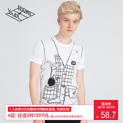 Baleno 班尼路 趣味印花短袖纯棉恤男 潮流圆领恤男夏装~