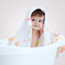威尔贝鲁（WELLBER）婴儿浴巾 宝宝纱布毛巾被新生儿洗澡巾儿童盖毯 水果款 115*115cm *4件