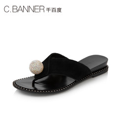 C.BANNER/千百度2018夏新品商场同款平底人字拖女凉拖鞋A8383501