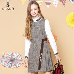 ELAND女装经典格纹圆领无袖连衣裙女EEOW78901L