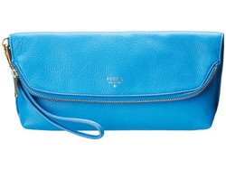 Fossil Preston Foldover Pouch 手拿包 蓝色