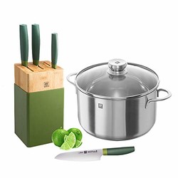 ZWILLING 双立人 Zwilling Now S刀具5件套（青柠色）+TWIN Nova汤锅 20cm