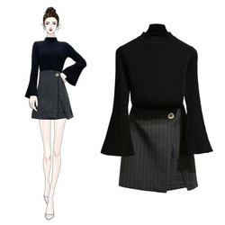 连衣裙套装 针织衫女上衣显瘦半身裙