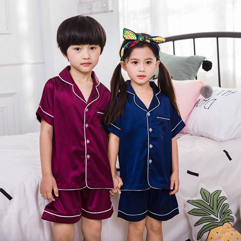 童宁坊 夏季薄款儿童真丝家居服套装