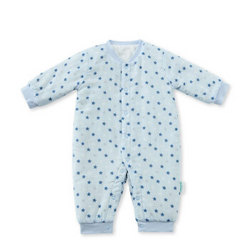 PurCotton 全棉时代 婴儿纱布长袖连体服 蓝 +凑单品