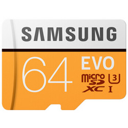 SAMSUNG 三星 存储卡 EVO黄色升级版 64GB 高速TF卡（Micro SD卡）
