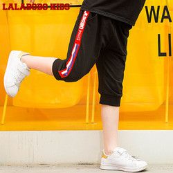 LALABOBO 中大童拼接字母五分裤短裤 L02B-KXBK13