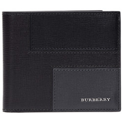 BURBERRY 巴宝莉 男款葡萄酒色牛皮短款镶拼钱夹钱包 40226461