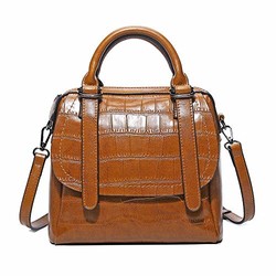 桫椤   真皮女包  油蜡复古时尚邮差包包 (棕色)