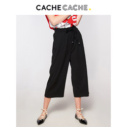 CacheCache2018秋款女简约舒适松紧系带潮阔腿亲肤纯色休闲裤女