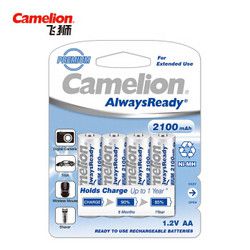 飞狮（Camelion） AlwaysReady 储能型低自放5号镍氢充电电池 2100毫安时 4节卡装 *7件